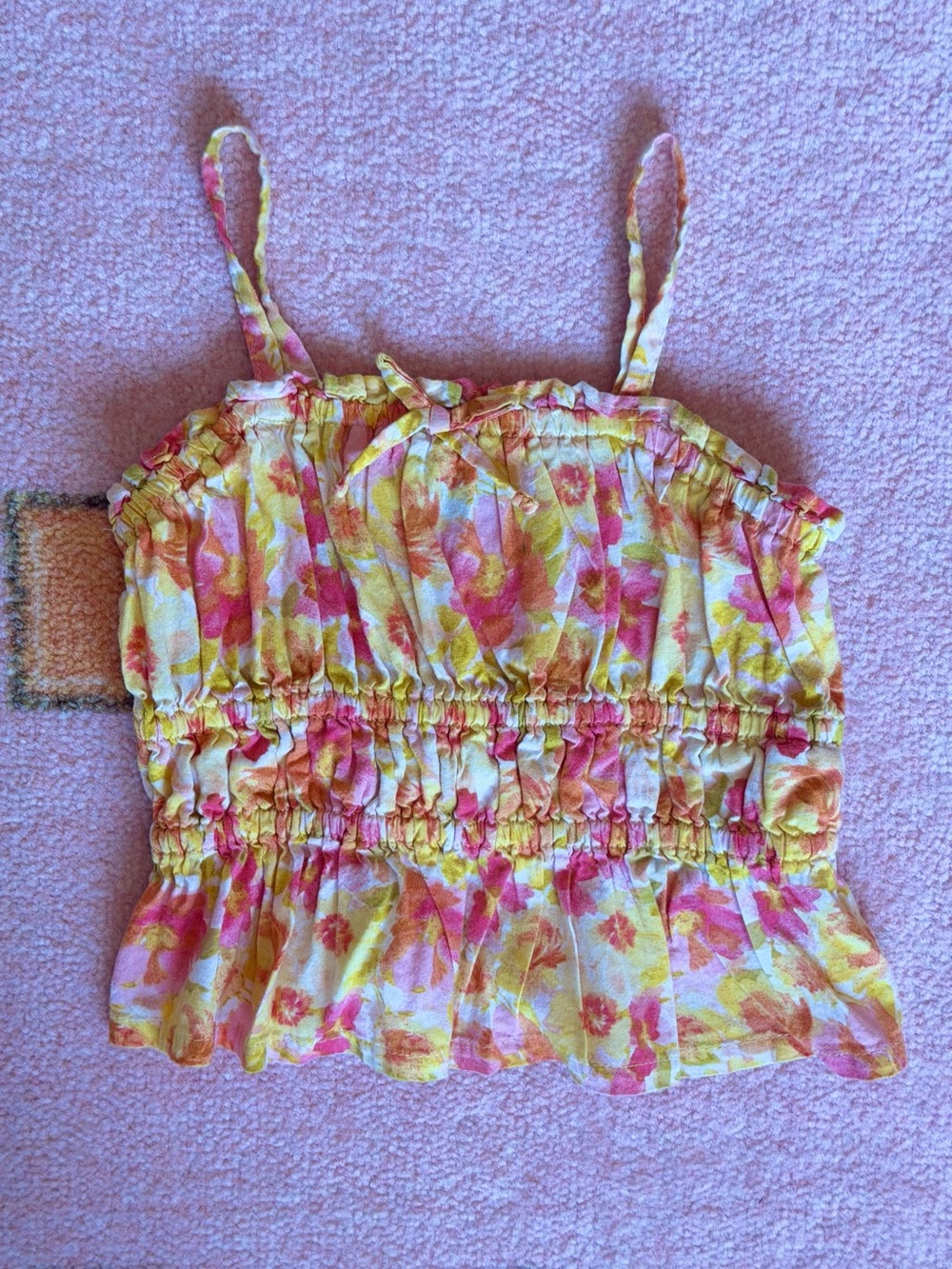 Old Navy Floral Smocked Camisole in Pink and Yellow